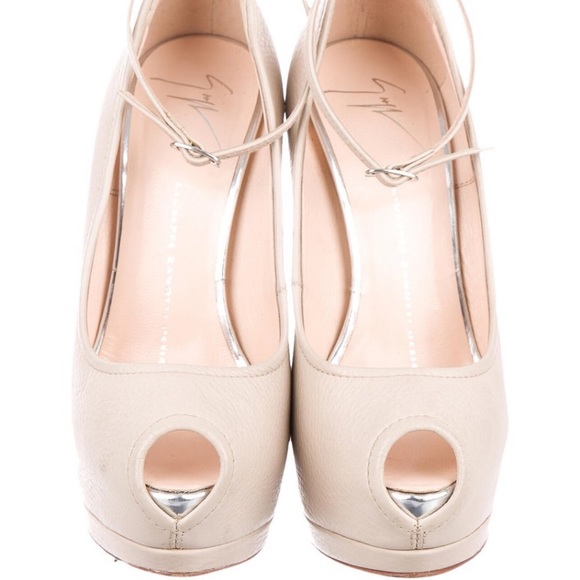 Giuseppe Zanetti Leather Peep Toe Platforms - Picture 3 of 7